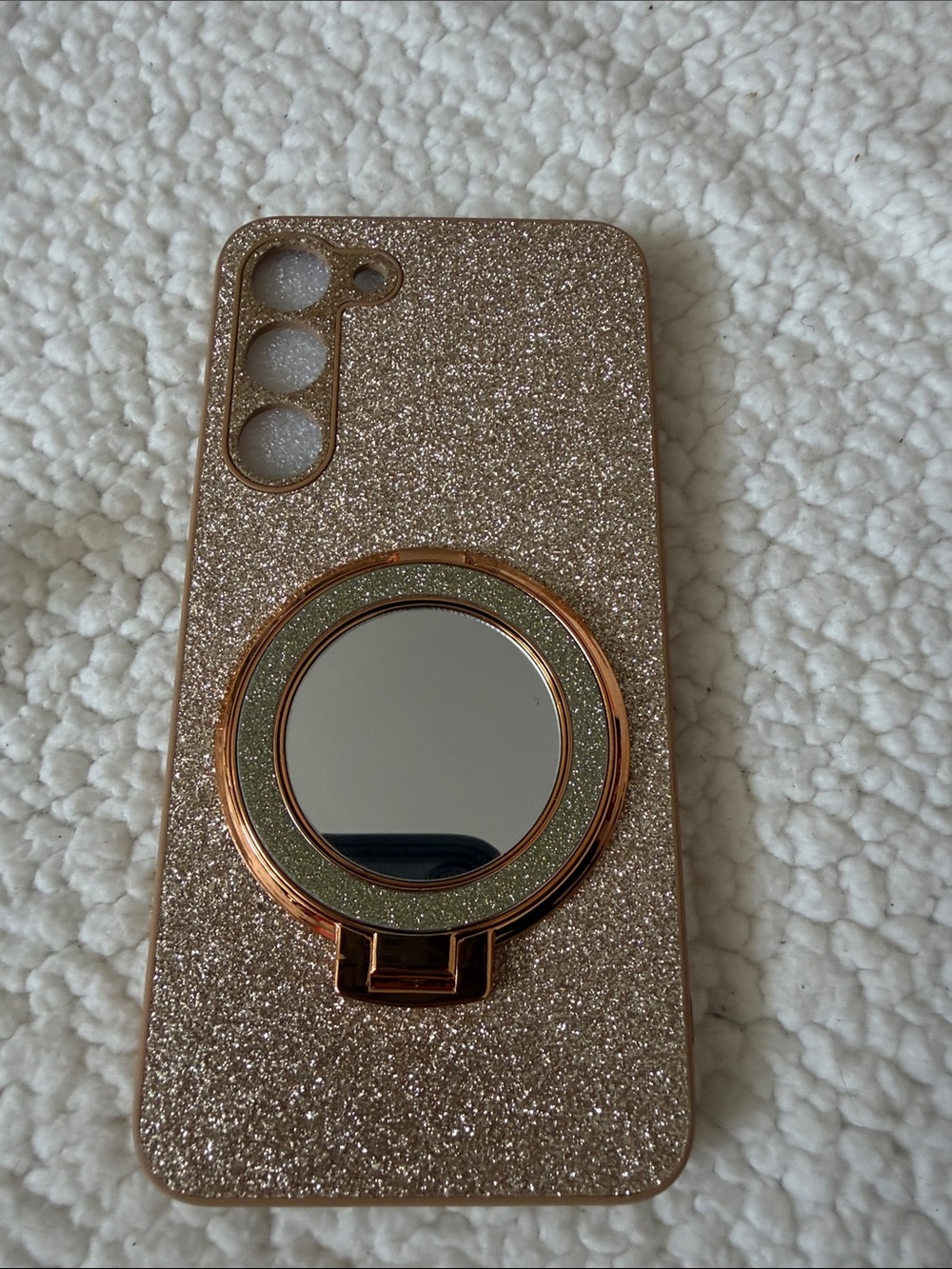 Glitter Rose Gold Phone Case with Ring Grip and Mirror Samsung galaxy s22 s21